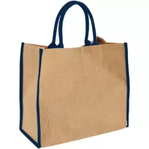 Image of Bullet The Large Jute Tote (40 x 20 x 35cm) (Natural/Navy)