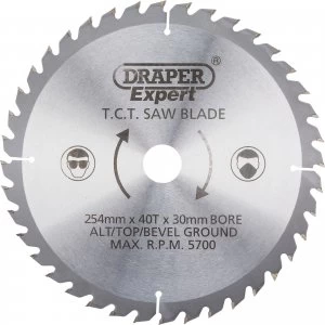Image of Draper Expert Circular Saw Blade 254mm 40T 30mm