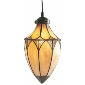 Image of Tiffany Glass Hanging Ceiling Pendant Light Dark Bronze Cream Lamp Shade i00083