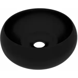 Image of Luxury Wash Basin Round Matt Black 40x15cm Ceramic vidaXL - Black