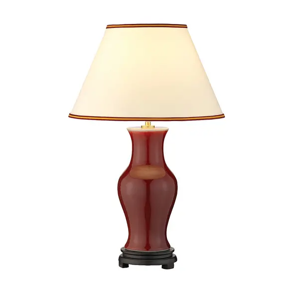 Image of Oxblood Table Lamp with Round Tapered Shade, Oxblood