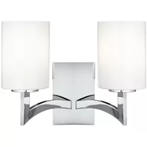 Image of Searchlight Lighting - Searchlight Gina - 2 Light Indoor Wall Light Chrome with Glass Shade, E27