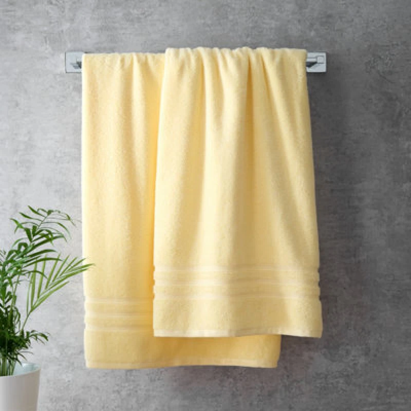 Image of Catherine Lansfield Zero Twist Cotton 90X140Cm Bath Sheet Pair Yellow