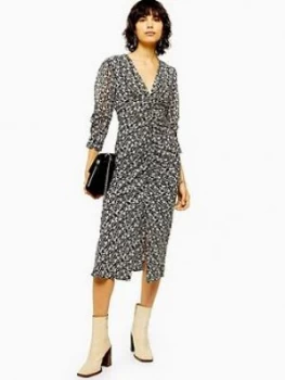 Image of Topshop Floral Midi Dress - Mono, Monochrome, Size 6, Women