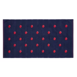 Image of Joules Shadow Spot 100% Cotton Comet Bath Mat Navy Blue/Red