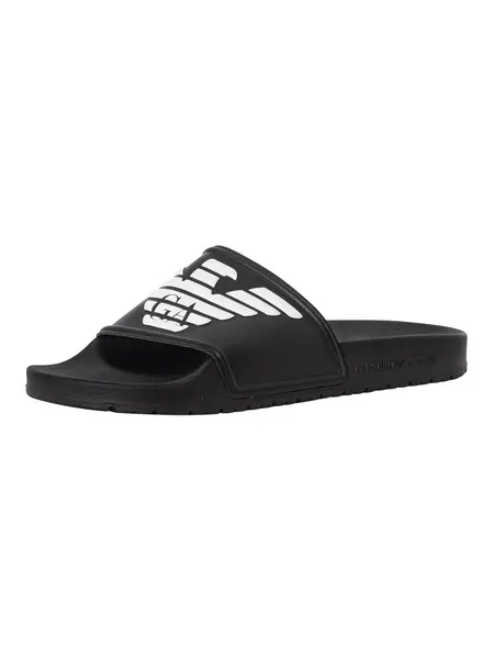 Image of Emporio Armani Logo Sliders Black/White 8 UK