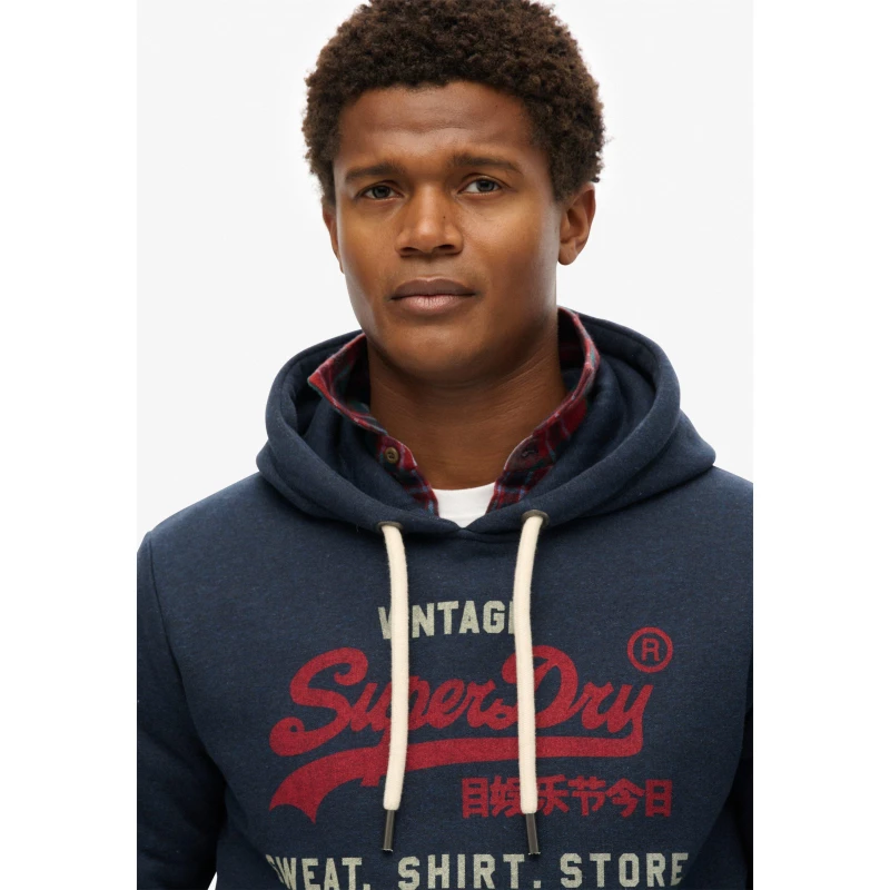 Image of Superdry Logo Heritage Hoodie Trench Navy male Large