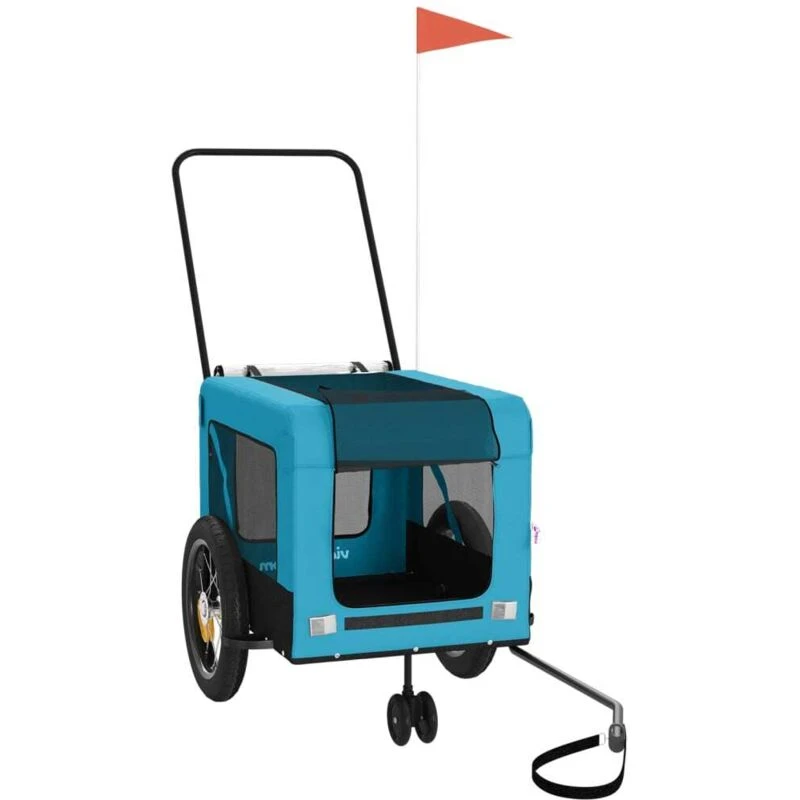 Image of vidaXL Pet Bike Trailer Blue and Black Oxford Fabric and Iron, Blue 93932