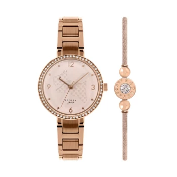 Image of Radley Ladies Rose Gold Tone Watch & Bracelet Gift Set