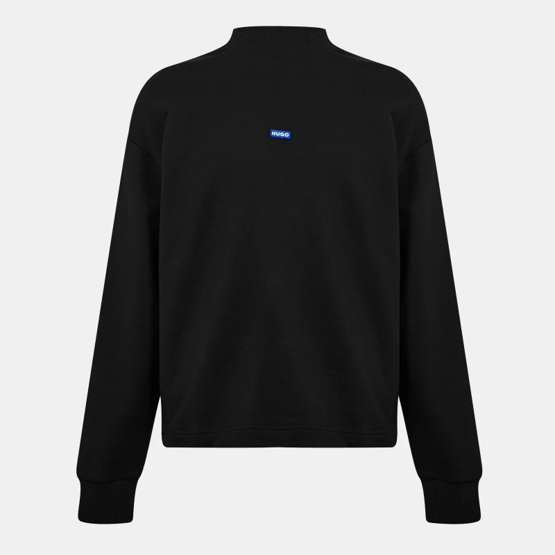 Image of Hugo Mens Cotton Relaxed Fit Crew Sweatshirt Black 001 male XS