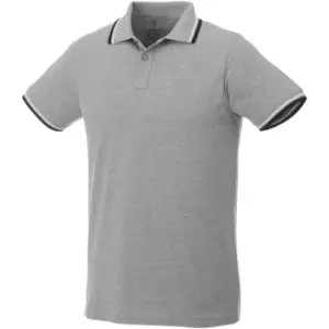 Image of Elevate Mens Fairfield Polo With Tipping (L) (Grey Melange/Navy/White)