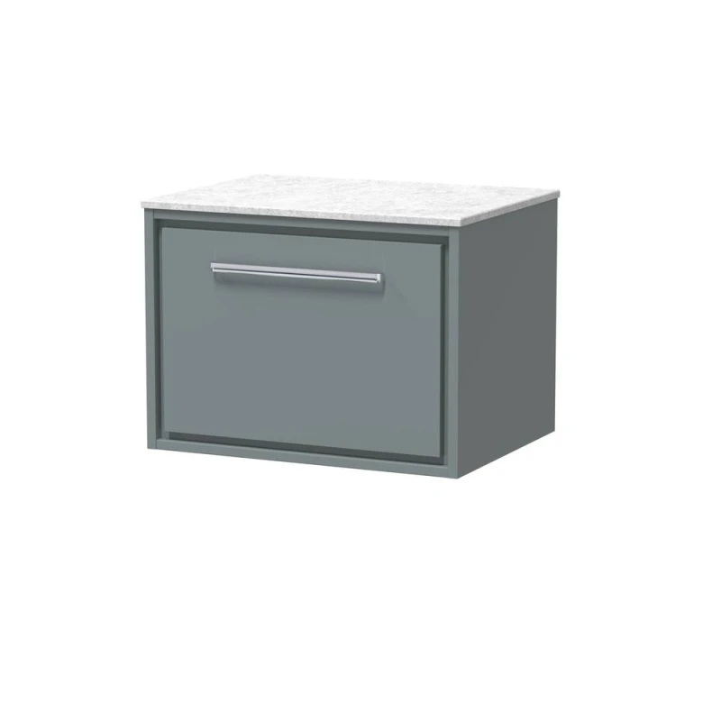 Image of Balterley 600mm Wall Hung Single Drawer Vanity & Marble Worktop - Coastal Grey Grey Unisex