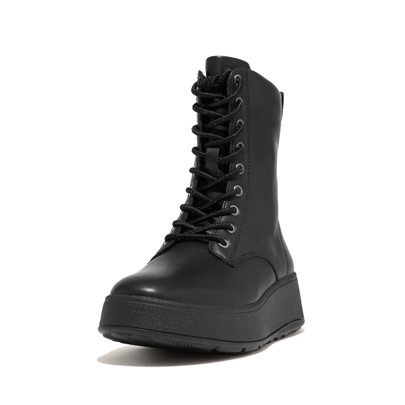 Image of FitFlop Womens F-Mode Flatform Lace Up Boots All Black - UK 5 Black female PS4252ALL5