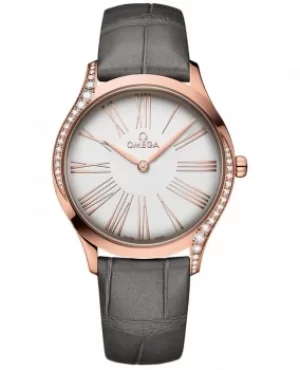 Image of Omega De Ville Tresor 36MM Rose Gold Grey Leather Strap Womens Watch 428.58.36.60.02.001 428.58.36.60.02.001