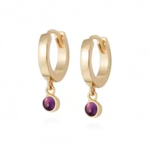 Image of Amethyst Healing Huggie Hoops 18ct Gold Plate Earrings HE3002_GP