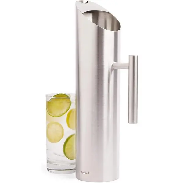 Image of VonShef 1.7L Stainless Steel Water Pitcher - Silver One Size