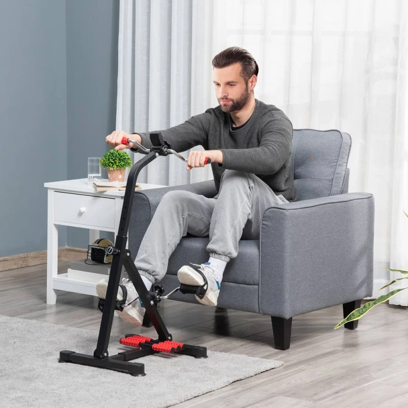 Image of HOMCOM Pedal Rehabilitation Exercise Bike for Seniors & Elderly Black&Red in Jet Black Jet Black Unisex