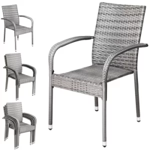 Image of Poly Rattan Stacking Chair Comfort 4Pcs Grey