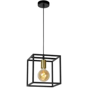 Image of Lucide ruben - Cube Pendant Light - 1xE27 - Black