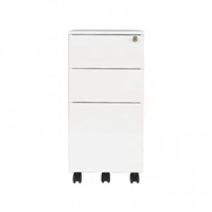 Image of Jemini Mobile Steel 3 Drawer Pedestal Slimline White KF74158