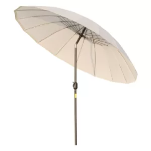 Image of Outsunny Ф255cm Patio Parasol Umbrella Outdoor Market Table Parasol with Push Button Tilt Crank and Sturdy Ribs for Garden Lawn Backyard Pool White