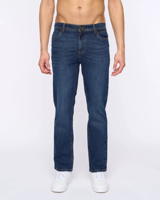 Image of Duck&Cover Hydras Mens Straight Leg Slim-Fit Modern Jeans in Dark Navy Size: 32R Dark Navy Male 32R