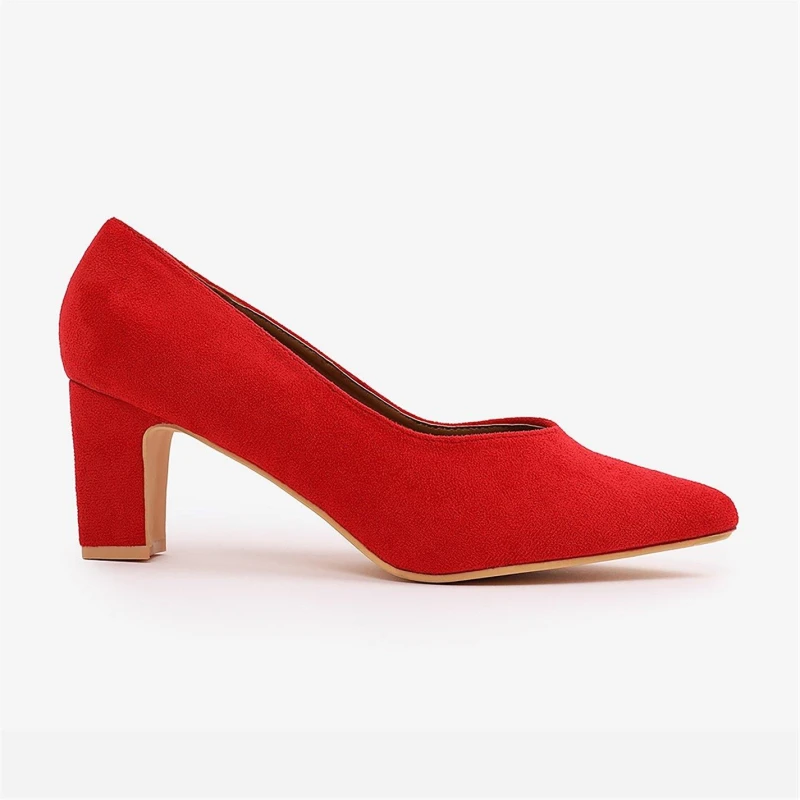 Image of Where's That From 'Ava' Block Heel With Pointed Toe Red