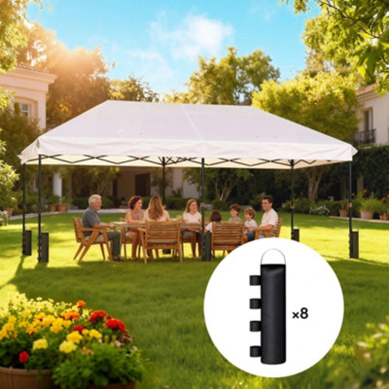 Image of Outsunny 8 Pack Gazebo Sand Weights Bags, 40 Kg Heavy Duty Sandbags, Black