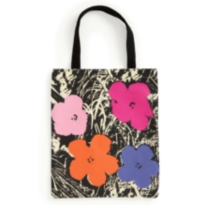 Image of Warhol Flowers Canvas Tote Bag - Pink. Novelty book. By Galison Books