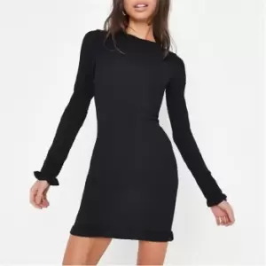 Image of Missguided Petite Crew Neck Shirred Mini Dress - Black