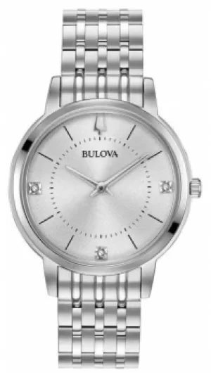 Image of Bulova Womens Diamond Dial Stainless Steel Bracelet 96P183 Watch