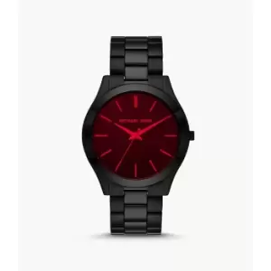 Image of Michael Kors Mens Slim Runway Three-Hand Stainless Steel Watch - Black