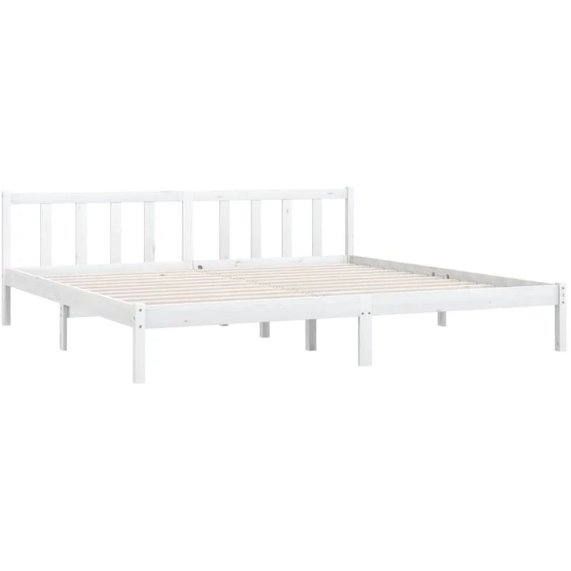 Image of VIDAXL Bed Frame without Mattress White Solid Wood Super King Size vidaXL 8720286671757
