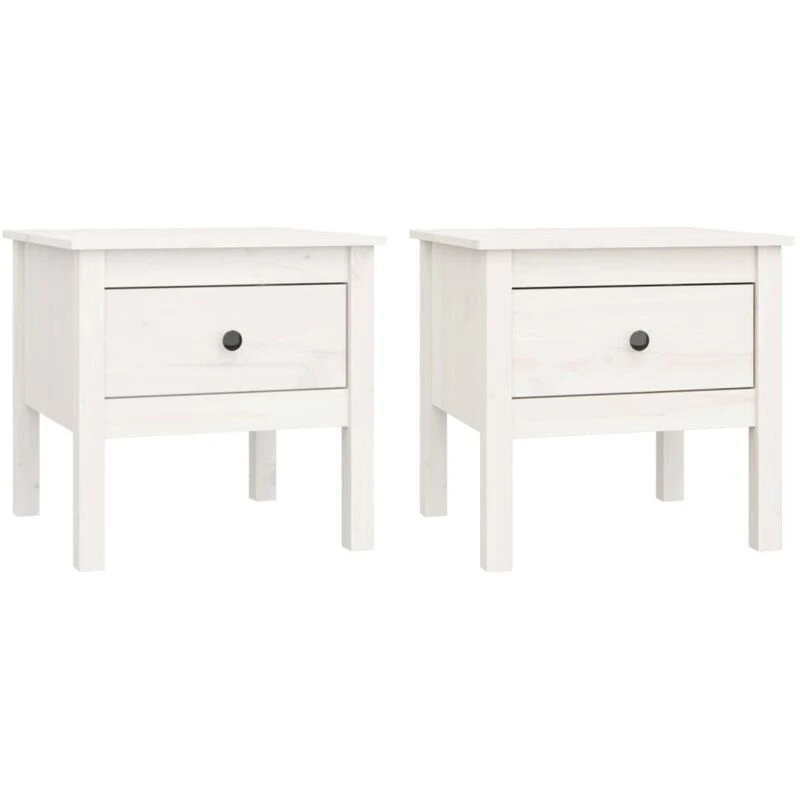 Image of VIDAXL Side Tables 2 pcs White 50x50x49cm Solid Wood Pine Vidaxl 8720286922880