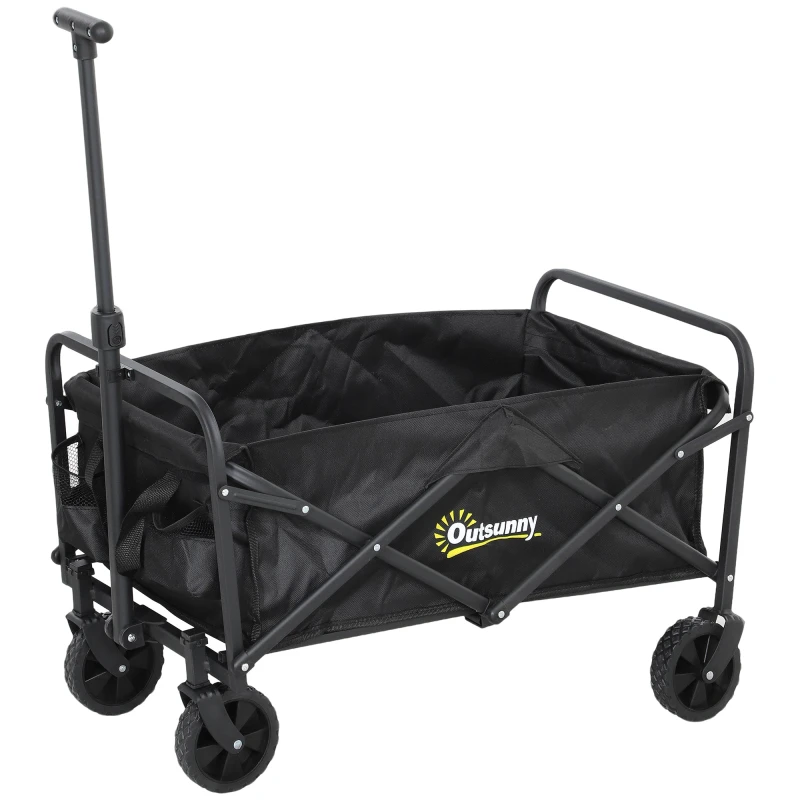 Image of Outsunny Outsunny 62L Festival Trolley, 120kg Heavy Duty Folding Trolley Cart, Black