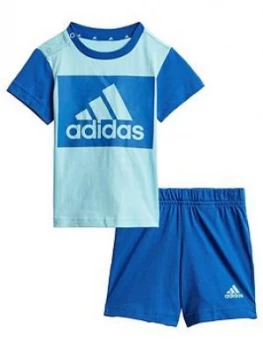 Image of Adidas Unisex Infant T-Shirt & Shorts Set - Blue