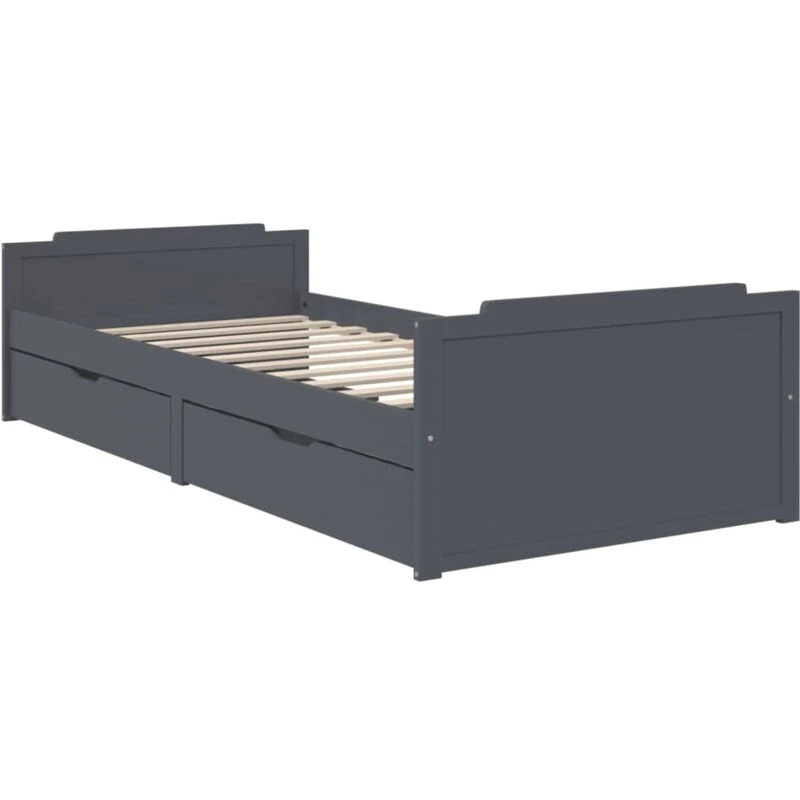Image of VIDAXL Vidaxl - Bed Frame without Mattress Dark Grey Solid Wood Pine 90x200cm 8720286579213
