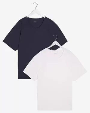 Image of BOSS Navy White 2 Pack B&T Bodywear Tees
