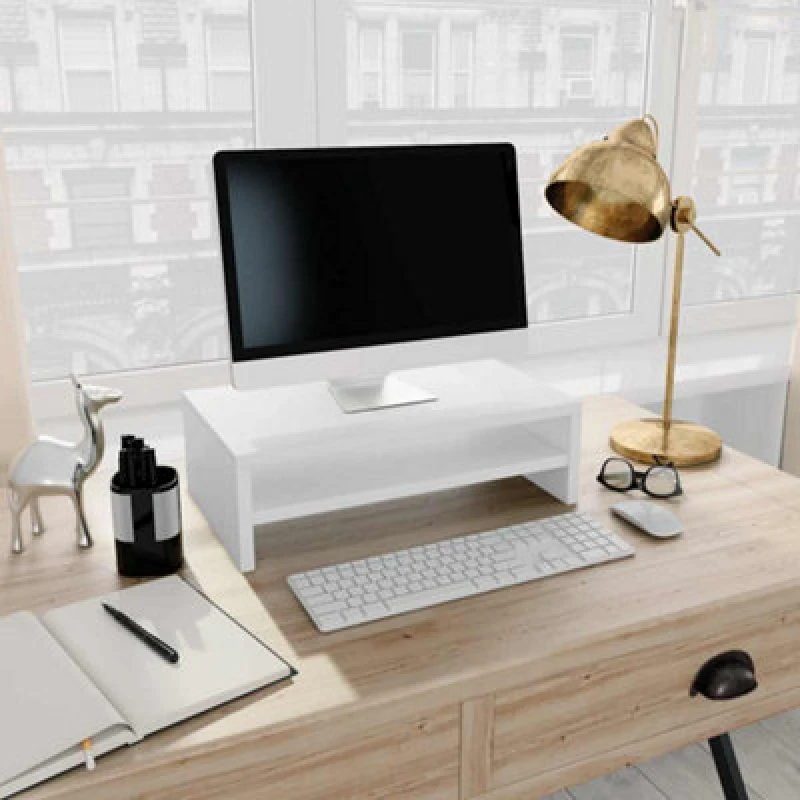 Image of VIDAXL Monitor Stand White 42x24x13cm Engineered Wood Vidaxl 800216