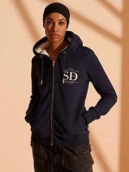 Image of Superdry Established Zip Hoodie, Navy, Size 6, Women