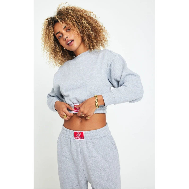 Image of SikSilk Cropped Sweatshirt - Grey Grey 8