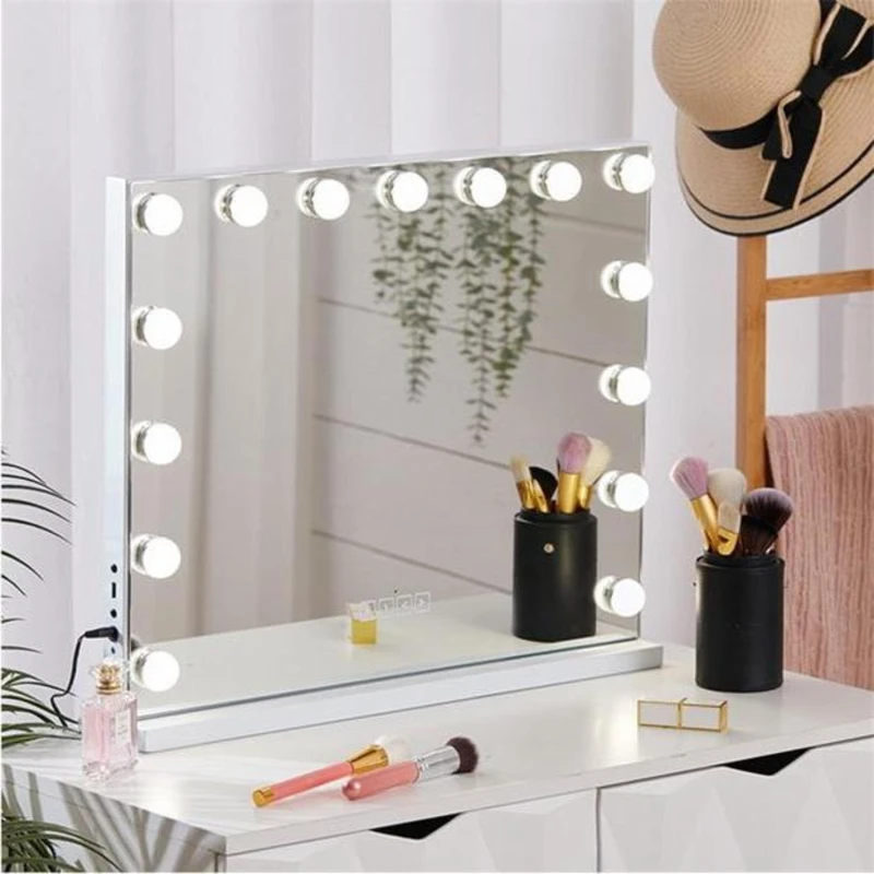 Image of Kabinet UK Rectangular Hollywood Makeup Mirror with Bluetooth White unisex Medium
