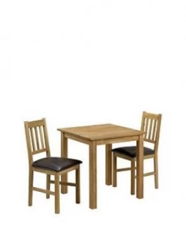 Image of Julian Bowen Coxmoor 75 X 75cm Square Solid Oak Dining Table + 2 Chairs