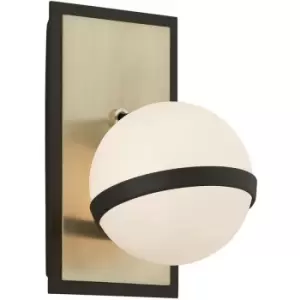 Image of Ace 1 Light Wall Sconce Textured Bronze Brushed Brass, Glass