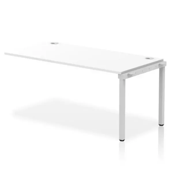 Image of Impulse Bench Impulse Bench Single Row Ext Kit 1600 Silver Frame Office Bench Desk White IMBSXT16WHTS
