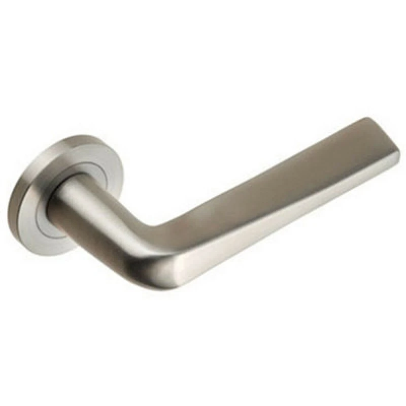 Image of Loops PAIR Chunky Flat Tapered Bar Handle on Round Rose Concealed Fix Satin Steel Metallics