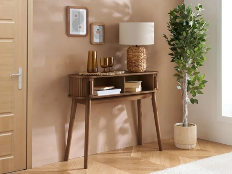 Image of Birlea Axel Walnut Storage Console Table