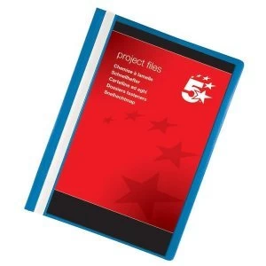 Image of 5 Star A4 Lightweight Polypropylene Project Flat File with Indexing Strip Blue Pack of 5