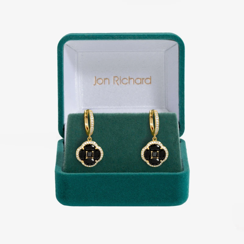 Image of Jon Richard Cubic Zirconia Jet Clover Earrings Jewellery Sets One Size Gold 72197810000