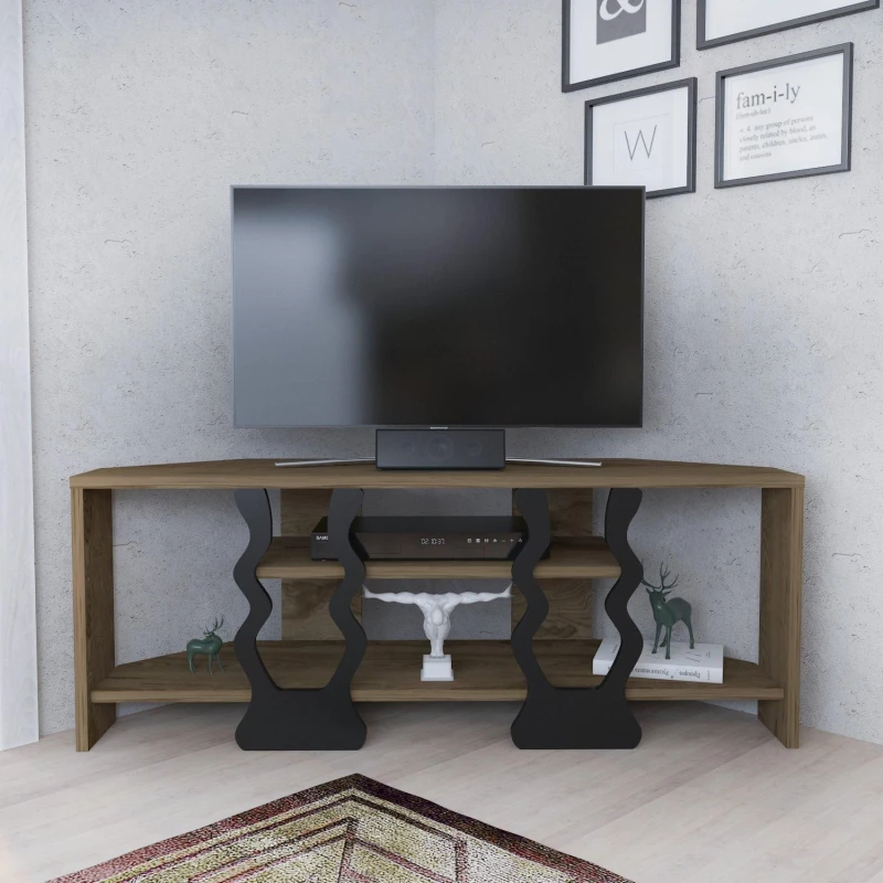 Image of Decorotika Firal Corner TV Stand TV Unit for TVs up to 45" Walnut